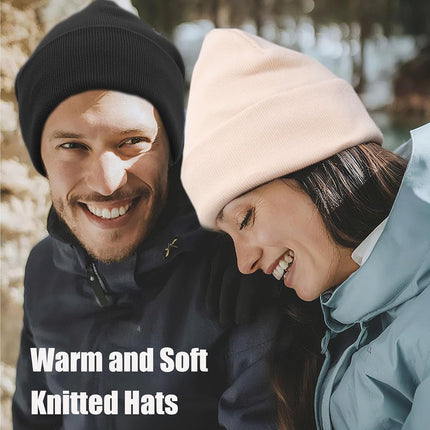 100% Cotton Beanie Hat- Unisex Ultra Soft Winter Warm Stretch Knit Cuffed Hats Fisherman Beanies Skull Cap