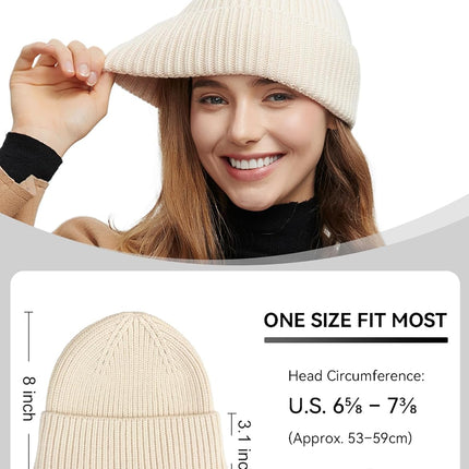 50% Wool Thick Beanie Hat for Men Women, Seamless Winter Knit Skull Cap, Cuffed Fisherman Beanie Warm Watch Cap