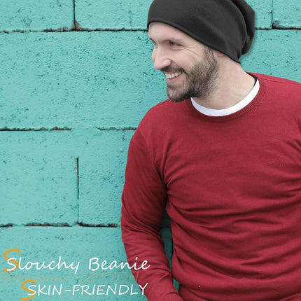 Slouchy Beanie Hats for Women & Men -Ultra-Soft Cotton Knit Cuffed Skull Cap Fashion Style Hipster Lightweight Daily Hat