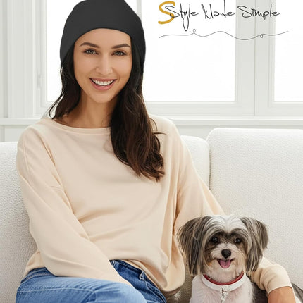 Slouchy Beanie Hats for Women & Men -Ultra-Soft Cotton Knit Cuffed Skull Cap Fashion Style Hipster Lightweight Daily Hat