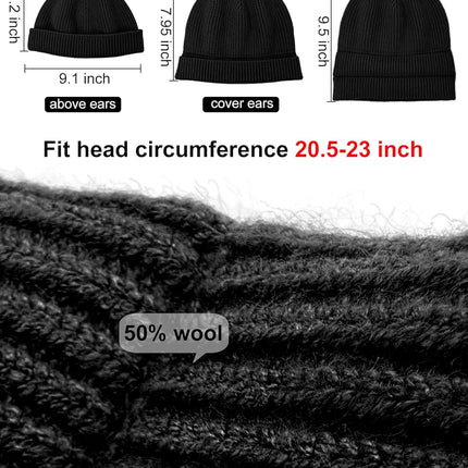 Thin Wool Fisherman Beanie Hat for Men Women Fall Winter,Short Knit Cuffed Fashion Trawler Skull Cap,Watch Cap
