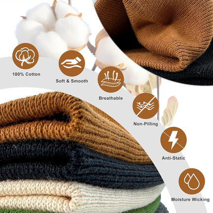 100% Cotton Beanie Hat for Men Women - Soft Unisex Winter Knit Skull Cap, Stretch Fashion Fisherman Beanie, Dark Gray