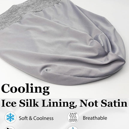 Sleep Cap Bonnet for Sleeping Black Women, Adjtable Cooling Ice Silk Lined Bonnet for Curly Braids Hair Cover Beanie Hat