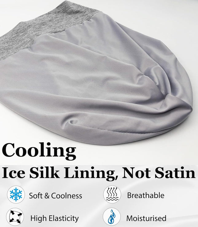 Sleep Cap Bonnet for Sleeping Black Women, Adjtable Cooling Ice Silk Lined Bonnet for Curly Braids Hair Cover Beanie Hat