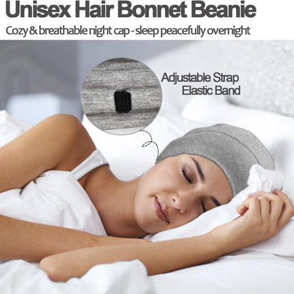 Sleep Cap Bonnet for Sleeping Black Women, Adjtable Cooling Ice Silk Lined Bonnet for Curly Braids Hair Cover Beanie Hat