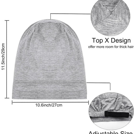 Sleep Cap Bonnet for Sleeping Black Women, Adjtable Cooling Ice Silk Lined Bonnet for Curly Braids Hair Cover Beanie Hat