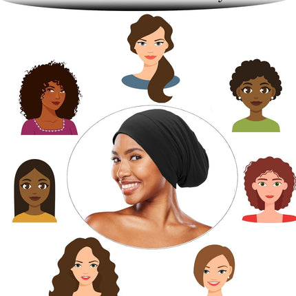 Sleep Cap Bonnet for Sleeping Black Women, Adjtable Cooling Ice Silk Lined Bonnet for Curly Braids Hair Cover Beanie Hat