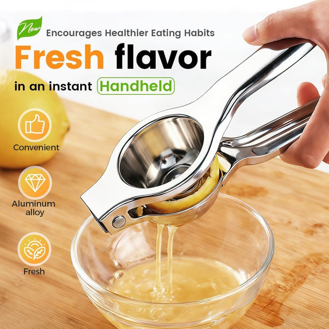 Lemon Squeezer, Stainless Steel Lemon Squeezer with Zester, Heavy Duty Squeezer Juicer for Lemon, Press Citr Juicer, Large Bowl Lime Squeezer for Home & Bar (2PCS)