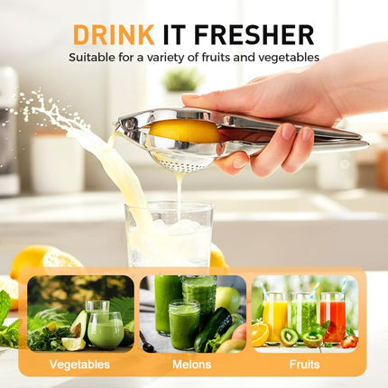 Lemon Squeezer, Stainless Steel Lemon Squeezer with Zester, Heavy Duty Squeezer Juicer for Lemon, Press Citr Juicer, Large Bowl Lime Squeezer for Home & Bar (2PCS)
