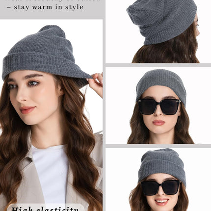 100% Merino Wool Beanie Hat for Women Men, Cuffed Knit Warm Winter Hats,Slouchy Beanies Fisherman Skull Cap Watch Caps