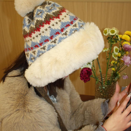 Women's Knit Bobble Hat with Fleece Lining Plush Pom Pom, Warm Winter Thermal Beanie Cute Ear Protection Cap