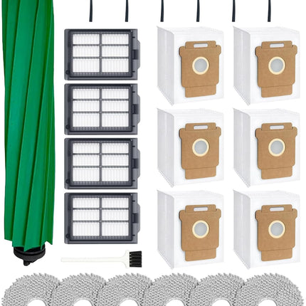 24 Pcs Accessories Kit for iRobot Roomba Plus 405 Combo/505 Combo/507 Combo Robot Vacuum Cleaner: 1 Main Brush, 6 Dust Bags, 6 Mop Pads, 4 Filters, 6 Side Brushes and 1Cleaning Brush(400/500 Series)