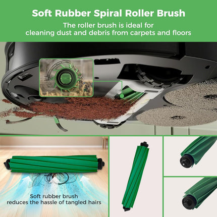 28PCS Accessories for iRobot Roomba Plus 405/505/507 Combo Robot Vacuum Cleaner, Parts Contents 2 Roller Brushes, 6 Side Brushes, 6 Dust Bags, 4 HEPA Filters, 8 Mop Pads, 1 Cleaning Brush