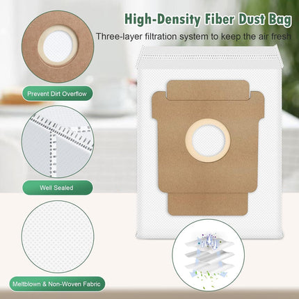 27 Pcs Replacement Parts for iRobot Roomba Plus 405 Combo/505 Combo /507 Combo Robot Vacuum Cleaner, include 2 Main Brushes, 6 Dust Bags, 6 Mop Pads, 4 Filters, 6 Side Brushes and 1 Cleaning Tool