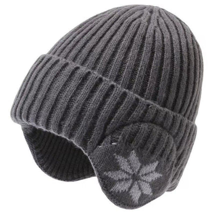 Winter Thick Fleece Lined Ear Protection Hat - Thermal Knit Beanie for Men Women - Warm Skull Cap for Cycling Outdoor Running - Black