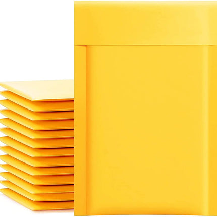 Kraft Bubble Mailers 4x8 Inch 50 Pcs,Small Self-Sealing Mail Shipping Bags,Yellow Padded Envelopes #000