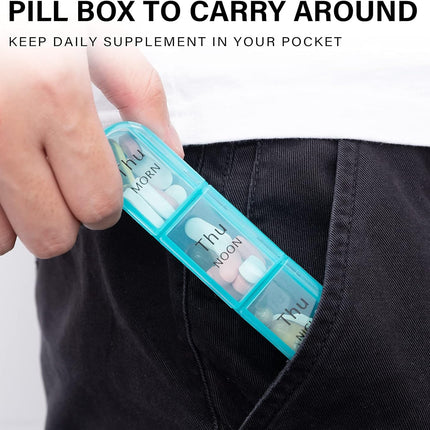 Pill Organizer 3 Times a Day, Weekly Pill Case, Travel Pill Box 7 Day, Daily Medicine Organizer with Large BPA Free Container to Hold Vitamins, Supplements and Medication