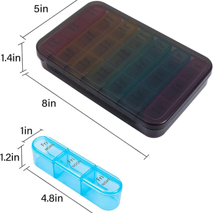 Pill Organizer 3 Times a Day, Weekly Pill Case, Travel Pill Box 7 Day, Daily Medicine Organizer with Large BPA Free Container to Hold Vitamins, Supplements and Medication