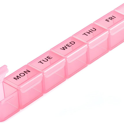 Weekly Pill Organizer, Large 7 Day Pill Box, Travel Pill Case, Daily Pill Dispenser for Vitamins, Medicines, Supplements, and Fish Oil(Pink)