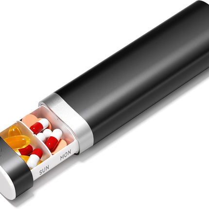 7-Day Slide-Out Pill Organizer | Travel Pill Case with Easy-to-Use Design | Drawer-Style Daily Medication Organizer (1 Time a Day) | Ideal for Home, Travel & Offices