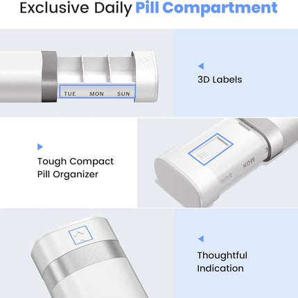 7-Day Pill Organizer, Travel Pill Case with Easy-to-Use Design, Large-Capacity Vitamin Box, Portable Drawer Medication Organizer for Once-a-Day Vitamins, Pills, and Supplements (White)