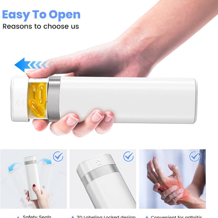 7-Day Pill Organizer, Travel Pill Case with Easy-to-Use Design, Large-Capacity Vitamin Box, Portable Drawer Medication Organizer for Once-a-Day Vitamins, Pills, and Supplements (White)