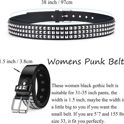Studded Belts Women Y2K Stud Punk Rock Woman Girls Black Waist Belt for Cosplay Halloween