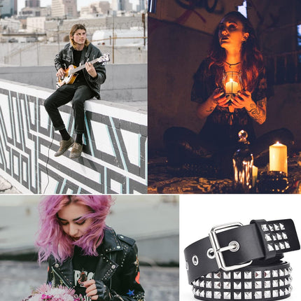 Studded Belts Women Y2K Stud Punk Rock Woman Girls Black Waist Belt for Cosplay Halloween