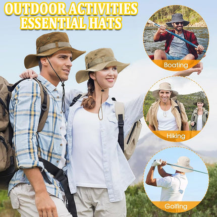 Fishing Hat, Wide Brim Breathable Sun Boonie Hat Safari Hiking Hats Beach Bucket Cap for Men Women