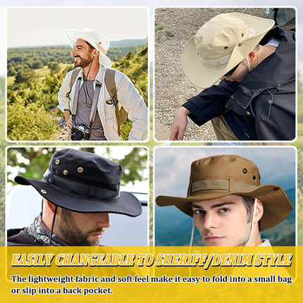 Fishing Hat, Wide Brim Breathable Sun Boonie Hat Safari Hiking Hats Beach Bucket Cap for Men Women