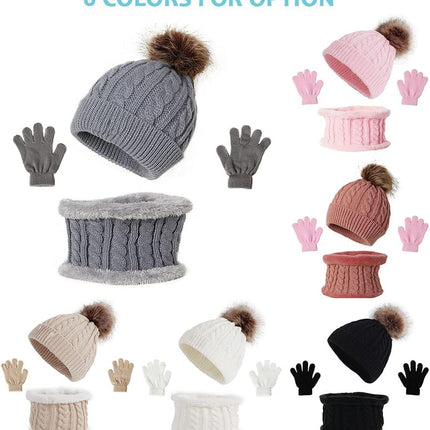 Soft Plush Winter Accessory with Hat, and Scarf in Multiple Colors