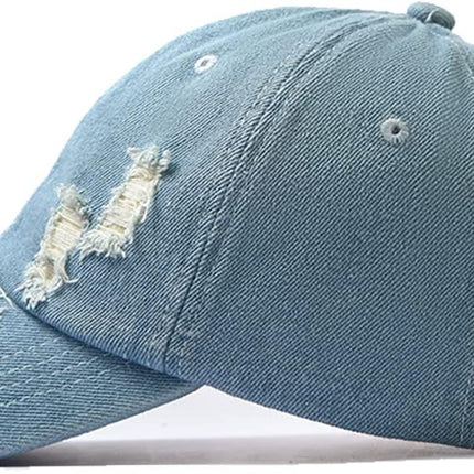 Unisex Ripped Distressed Denim Ring Baseball Cap Hip Hop Vintage Dad Hat Adjustable