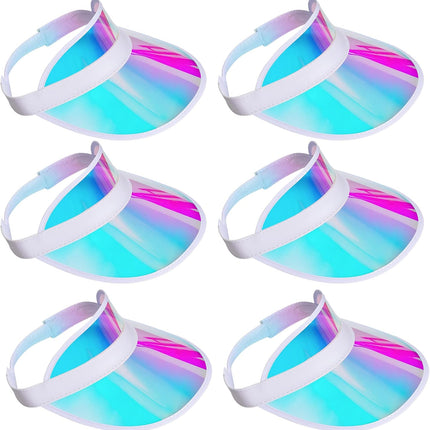 6 Pack Sun Visor Hats Cap Sports Visors Beach Tennis Golf Headwear for Women Men