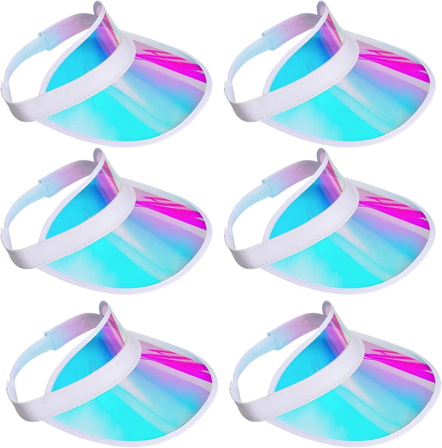 6 Pack Sun Visor Hats Cap Sports Visors Beach Tennis Golf Headwear for Women Men