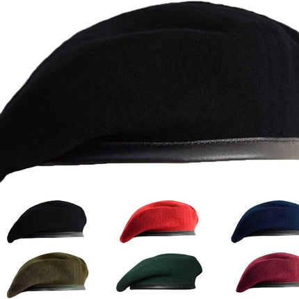 British Military Berets for Men and Women,Wool and Leather Army Beret Hats