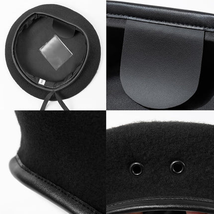 British Military Berets for Men and Women,Wool and Leather Army Beret Hats