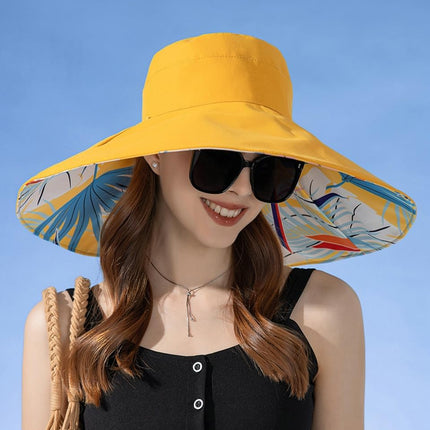 Super Wide Brim Sun Hat for Women Packable Reversible Double-Side-Wear Hats UV Protection Summer Beach Bucket Cap