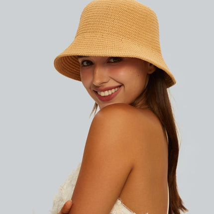 MEINICIY Bucket Hats for Woman, Beach Sun Hat for Women, Bamboo Mesh Woven Bucket Hat Foldable Packable Fishing Hat