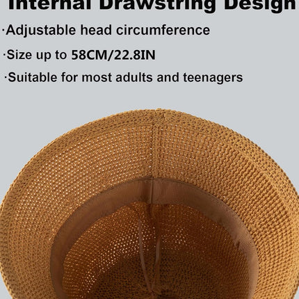 MEINICIY Bucket Hats for Woman, Beach Sun Hat for Women, Bamboo Mesh Woven Bucket Hat Foldable Packable Fishing Hat