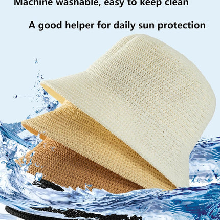 MEINICIY Bucket Hats for Woman, Beach Sun Hat for Women, Bamboo Mesh Woven Bucket Hat Foldable Packable Fishing Hat