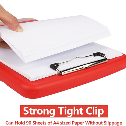 Clipboard with Storage for Office Supplies Clip Boards 8.5x11 with Storage for Nurse,Side Open Nurse Clipboards Foldable Storage Clipboard,Plastic Clipboards with Low Profile Clip Clip Board-Red