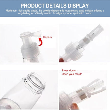 2PCS Powder Spray Bottle, 180ml Portable Powder Dispenser with Converging Nozzle, Powder Container Even Dispensing Powder Spray for Baby Powder, Body Powder and Even Edible Glitter