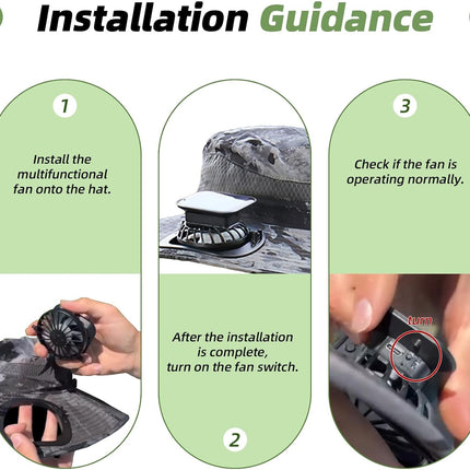 Wide Brim Solar Fan Hat Outdoor 2 Solar Fan Sun Bucket Hat for Men Women Fishing Hat with Removable & USB Charging Fan