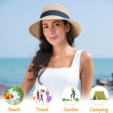 Women's Sun Hats UV Protection Large Wide Brim Hat Women Packable Sun Hat for Women Straw Hats