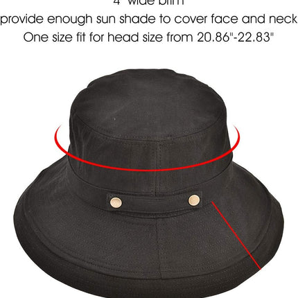 Womens Cotton Wide Brim Sun Hats UPF50 UV Packable Beach Hat Summer Bucket Cap for Travel