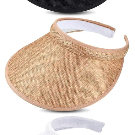3 Pieces Sun Visor Hats Summer Wide Brim Clip on Beach Adjustable Large Brim Cap Golf Hat for Women