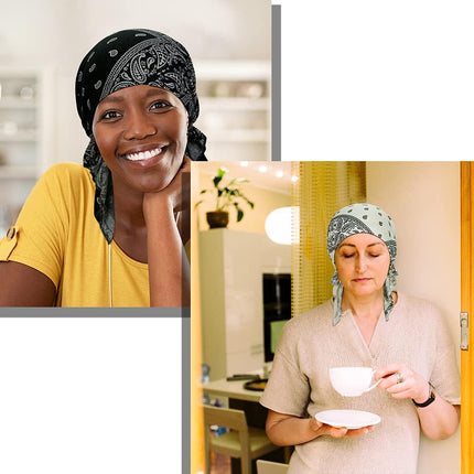 4 Pieces Women Chemo Hat Turban Beanie, Pre-Tied Headwraps Headwear Bandana for Hair Loss