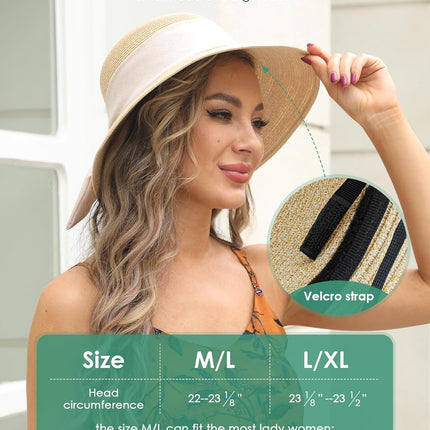 Sun Hat Womens Wide Brim Foldable Straw Hats Beach Sun Hats for Women Floppy Summer Hats UPF 50+