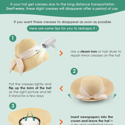 Sun Hat Womens Wide Brim Foldable Straw Hats Beach Sun Hats for Women Floppy Summer Hats UPF 50+