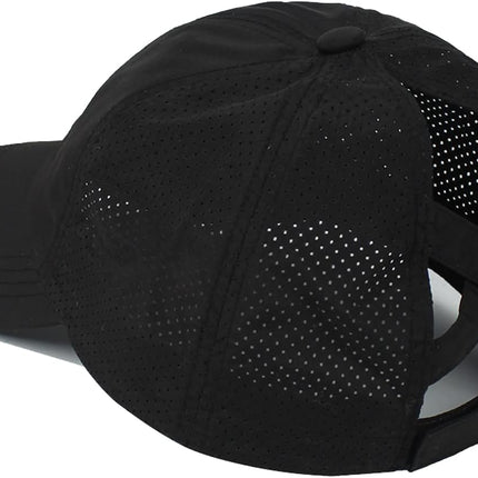 Womens Criss Cross Ponytail Baseball Cap Adjustable Messy Bun Mesh Quick Drying Hat